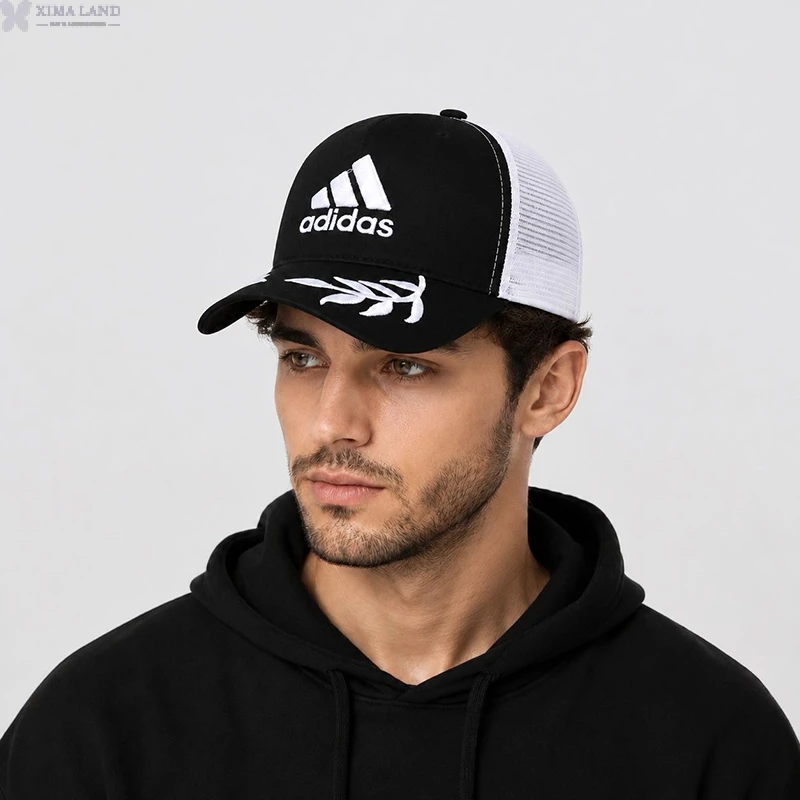کلاه مخمل نقابدار خوشه ای  پشت تور طرح گلدوزی ADIDAS