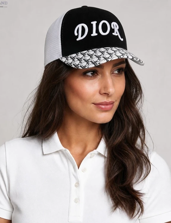 کلاه نقابدار پشت تور مخمل گلدوزی طرح DIOR